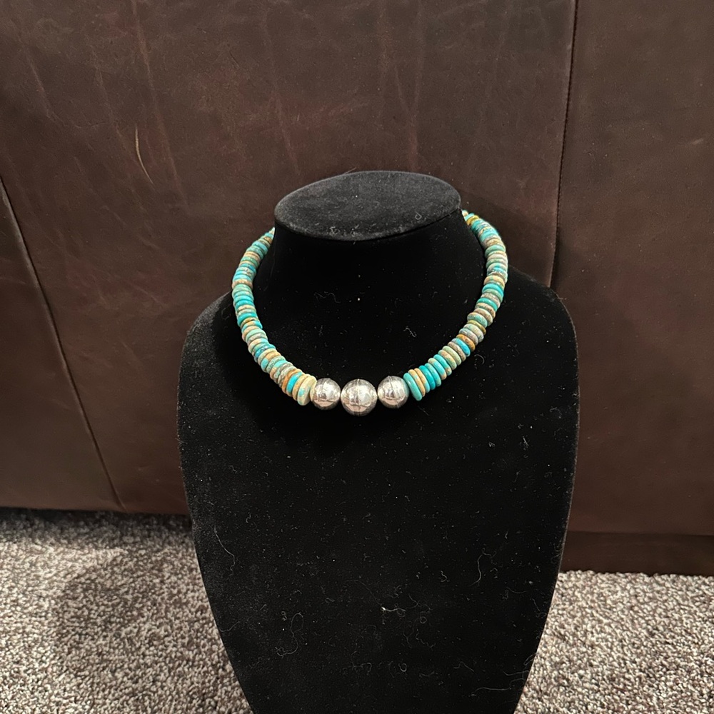 Hand Crafted “One of a Kind” Nevada #8 Turquoise & Sterling Silver Necklace